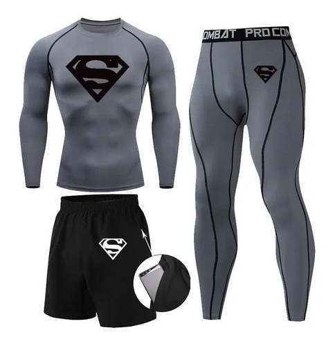 Conjunto Deportivo Super Heroes Superman Compresión 3 Piezas