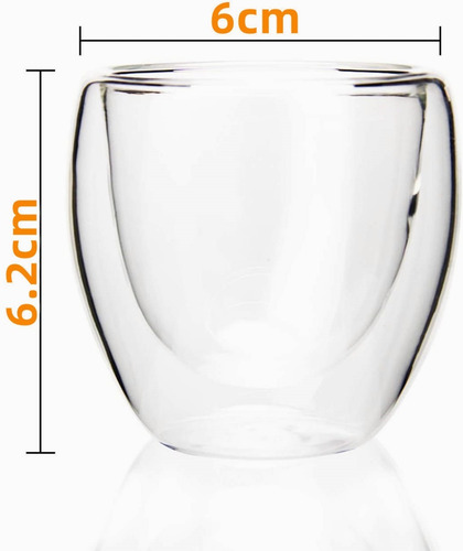 Imagen 4 de 7 de Set 2 Tazas De Vidrio Aislado 80 Ml Doble Pared Cafe, Té