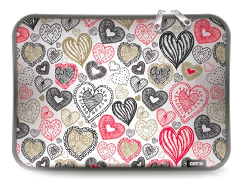 Funda Notebook Neoprene 14 Pulgadas Estampa Corazones Cdtek