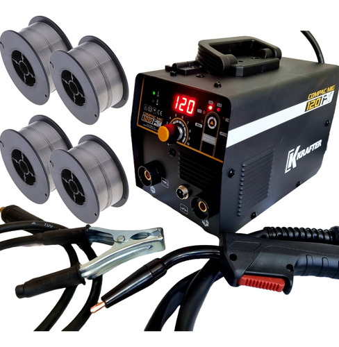 Soldadora Krafter Compac Mig 120 Flux  + 4 Rollos  Y 2 Boqui