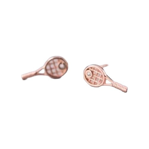 Elegantes Aretes Raqueta De Tenis Tono Oro Rosa