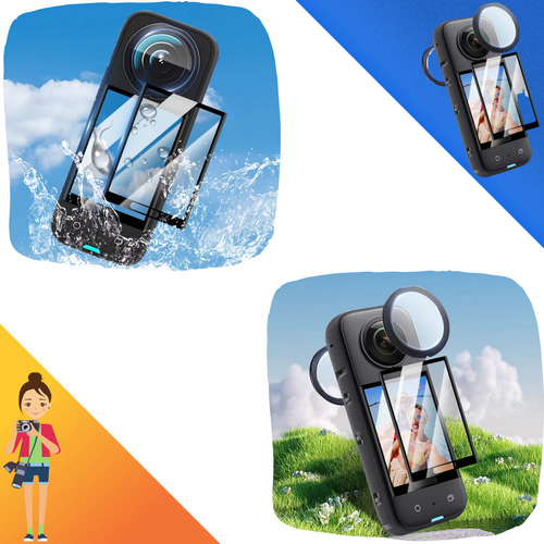 Protetor De Tela + Protetor De Lente Uv Para Insta360 X3 Vibe Shoot