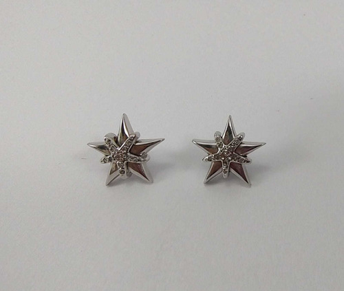 Par De Brincos Ouro 18k 750, Ródio Com Diamantes 5,8g (Usado)