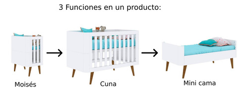 Cuna Madera Agatha 3 En 1 - Kidscool