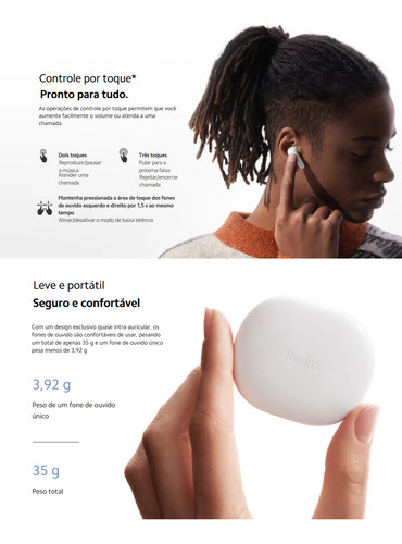 Fone Xiaomi Redmi Buds 4 Lite Bluetooth 5.3 Preto Preto
