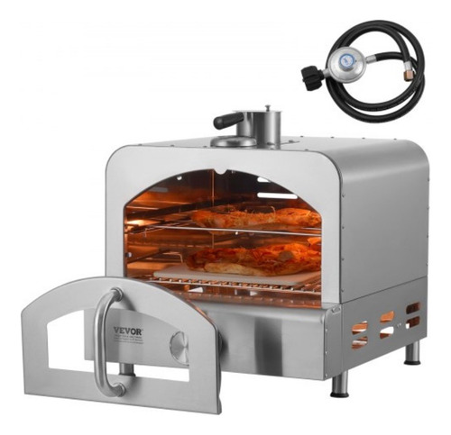 Horno Pizza Portatil Exteriores 11 Pulg Acero Inoxidable Plateado