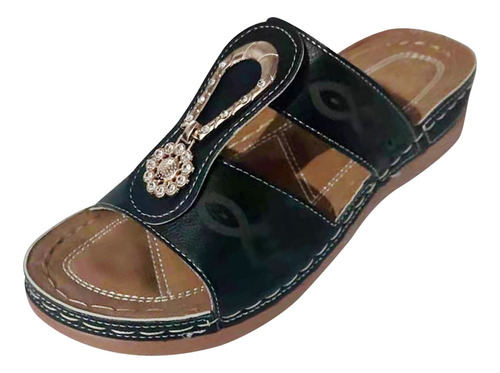 Zapatos De Mujer Sandalias De Tacón Bajo Con Diamantes De Im