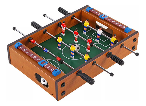 Mesa De Futbolín Mini Compacta Color Madera 34,5x23x7cm