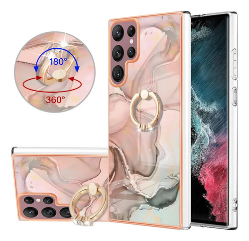 B Funda Con Soporte De Anillo De Mármol Para Samsung Stand