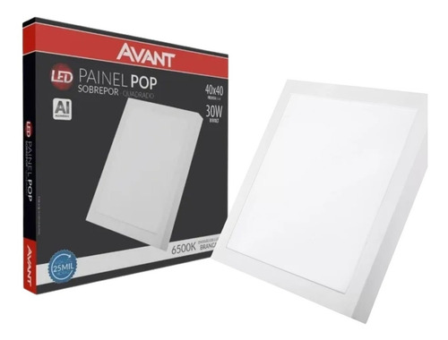 Painel Plafon Led Sobrepor 30w 40x40 Quadrado Branco Frio