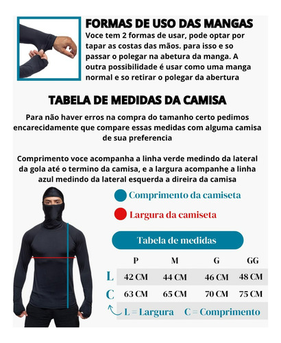 Camisa Segunda Pele Proteção Uv50 Dry Fit C/ Touca Balaclava
