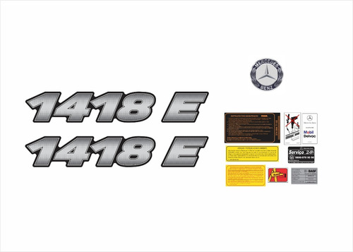 Kit Adesivo Emblemas Compatível Mercedes Benz 1418e Krt58