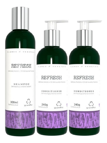 Grandha Refresh 1 Shampoo 2 Condicionador Oleosidade Kit C3