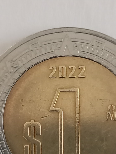 1 Moneda De $1.00 Año 2022 Bimetálica C/error Exc.metal