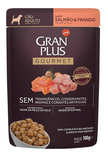 Sachê Granplus Cão Adulto Gourmet Salmão E Frango  100g     