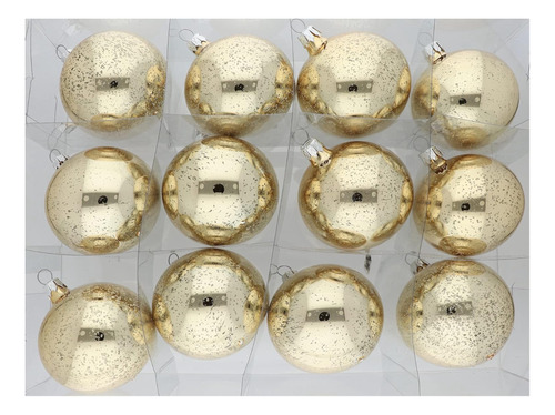 Esferas Navideñas Grande Vintage 9cm Color Oro Y Plata 4pz