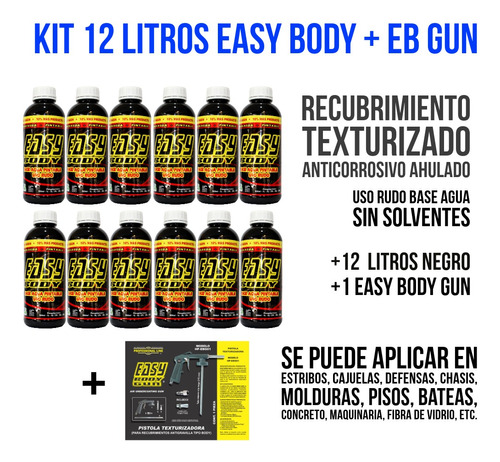 Kit 12 L Eb Body Recubrimiento + Pistola Easy Body Gun