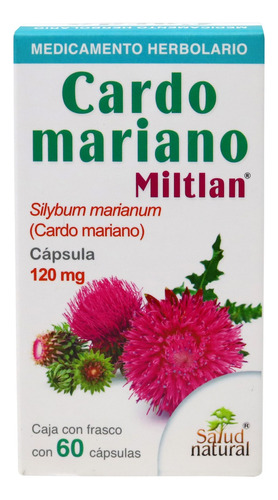 Cardo Mariano Miltlan 60 Cáps. 120mg 100% Natural Sin Sabor