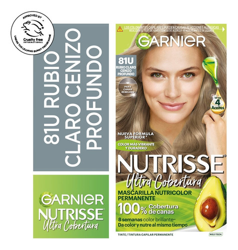 Nutrisse Garnier Ultra Cobertura 81 Rubio Claro Cenizo Profu