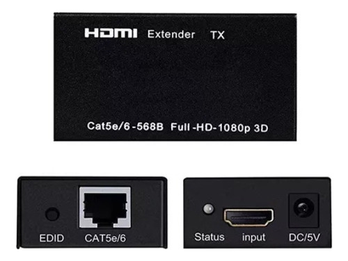 Extensor Hdmi De 60m Transmisor Y Receptor Cat5e Cat6 Rj45