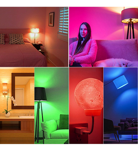 2pcs Bombilla Led Recargable Rgb Con Remoto Base E26 O E27