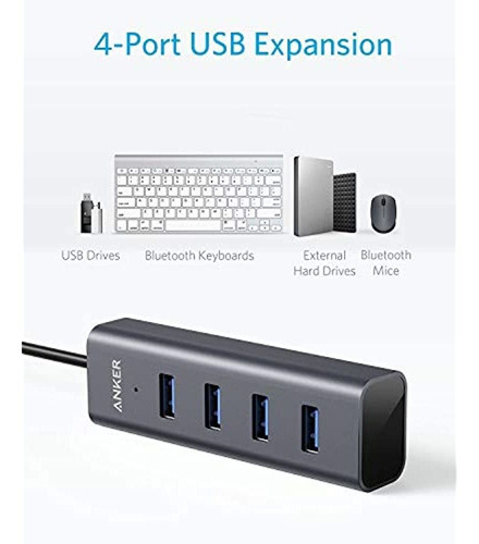 Anker Usb C Hub, Adaptador Usb C De Aluminio Con 4 Puertos U