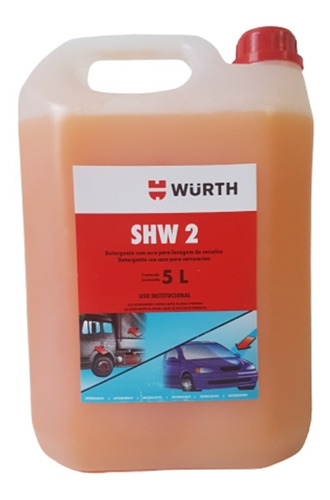 (2) Wurth - Shampoo Automotivo Com Cera 5 Litros Shw2