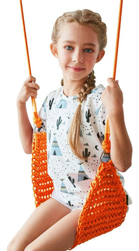 Columpio Portátil Para Niños, Tejido A Mano Con Cuerdas Ajus