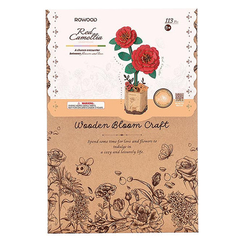 Puzzle 3d - Flores De Madera - Red Camelia - Rowood