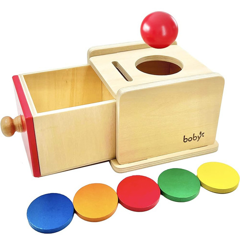 Dailyfunn Montessori Toys Coin&ball 2-en-1 Drop Box Object P