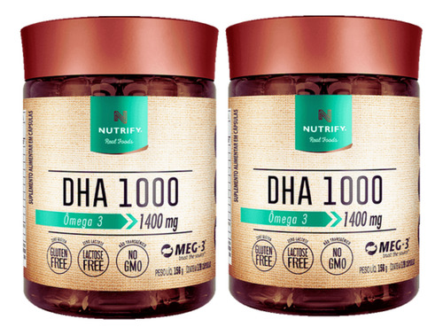 2x Ômega 3 Dha 1000 60 Cápsulas - Nutrify Sabor Neutro