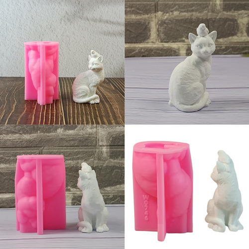 Moldes De Silicona Con Forma De Figura De Gato Para Vela De