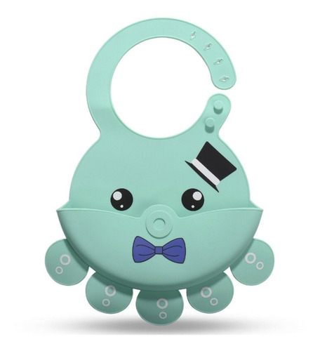 Imagen 2 de 4 de ¡ Babero Silicona Baby Bib Divertido Bebé Monstruo Celeste !