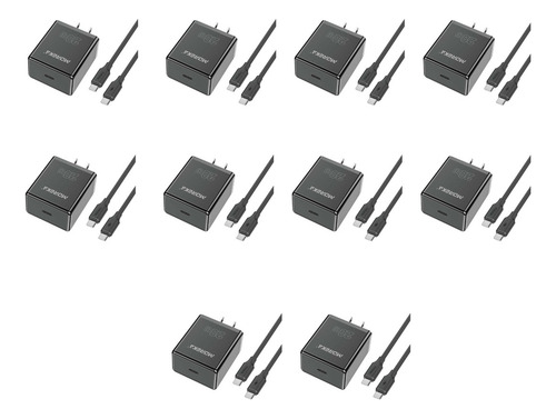 Paquete 10 Cargador 20w Puerto Tipo C Incluye Cable C 1-m