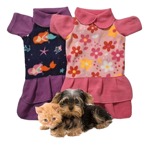 Set X2 Vestidos Abrigo Polar Para Mascotas Fantasia Talle 3