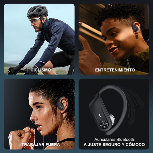 Fones de ouvido Bluetooth 5.3 sem fio Mertto Enc Moda Sports, cancelamento de ruído Enc, tela LED, resistência à água IPX7, para negócios, entretenimento e corrida