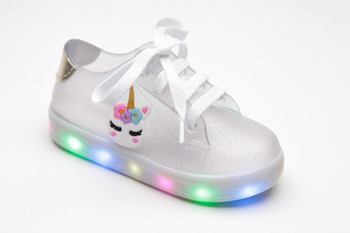 Tênis Led Luz Cristal Transparente Unicórnio Infantil Menina | Mercado Livre
