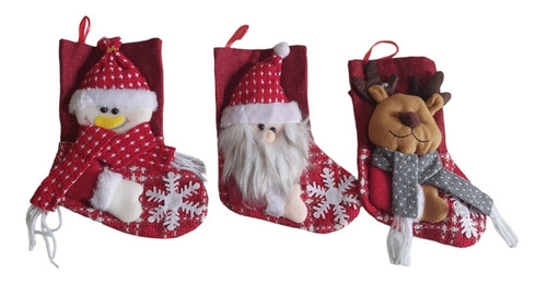 Botas De Navidad Pack De 3 Decoración Para Colgar Relieve