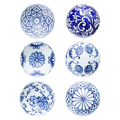 Bolas Decorativas De Porcelana Azul - Esferas Cerámica...