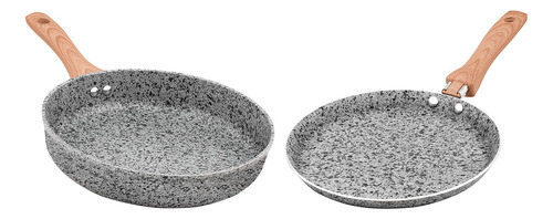 Set X 2 Pz Panquequera 22cm Sarten 20 Forjado Granito Stone