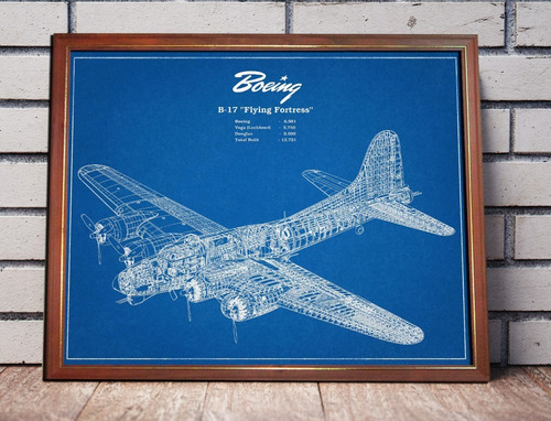 Patente Boeing B-17 Flying Fortress Poster Cuadro Decorativo