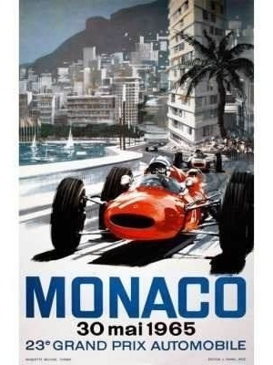 Gran Premio De Monaco 1965 - Automovilismo - Lámina 45x30cm.