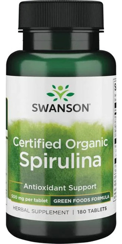 Spirulina Certified Organic Swanson 500mg 180 Tabletas 