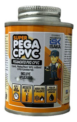 Super Pega Pvc-cpvc Para Agua Caliente Isaka (118 Ml)