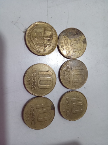 Lote De 6 Monedas De 10$ República Argentina. 1985.