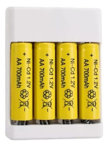 Kit De 4 Pilas Recargable Aa + 1 Cargador Usb Para 4 Pilas