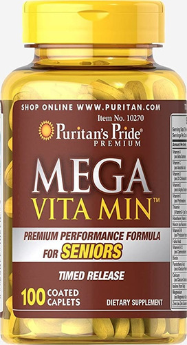 Multivitamínico Mega Vita Min Senior Puritans's Pride Sabor Sin sabor