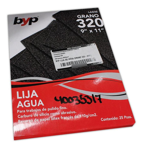 Pack 25 Lijas De Agua 9''x11'' Grano 320 Byp