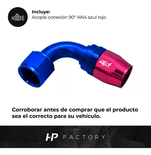 Imagen 2 de 8 de Acople Conexión 90° An4 Azul Rojo Ftx Fueltech