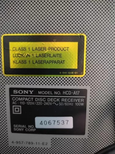 Equipo Audio Bandeja Casette Radio Sony A17 Inmaculado Nuevo (Reacondicionado)